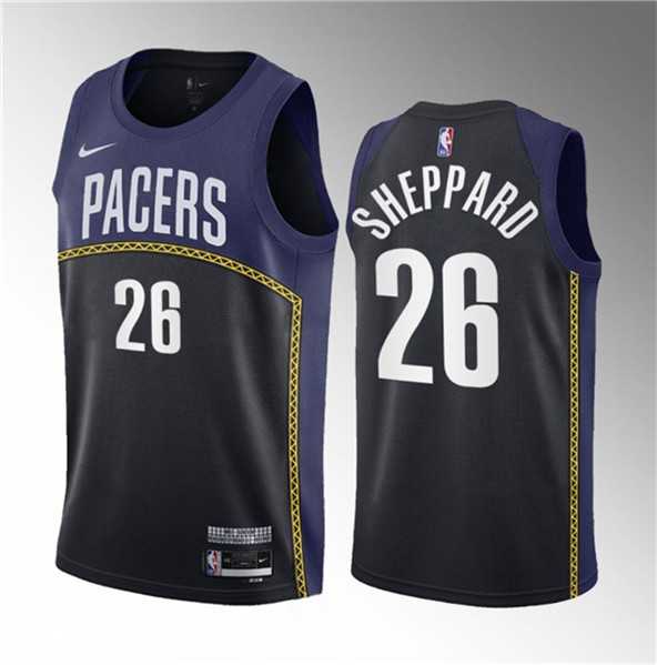 Men%27s Indiana Pacers #26 Ben Sheppard Blue 2023 Draft City Edition Stitched Basketball Jersey Dzhi->indiana pacers->NBA Jersey
